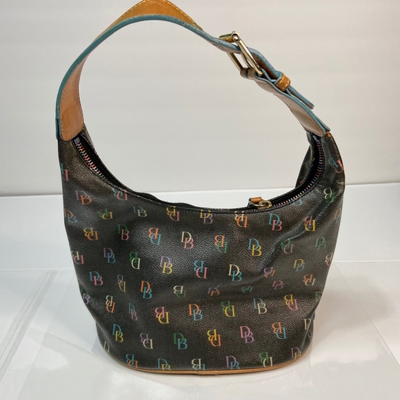 VINTAGE Dooney & Bourke MULTICOLOR COLORFUL Monogram  MINI Hobo AUTHENTICATED - Picture 7 of 13